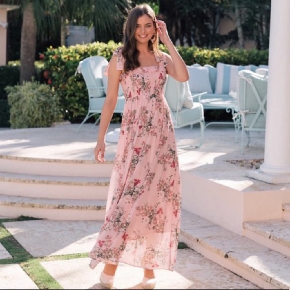 Gal Meets Glam Pink Floral Maxi Dress